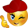 wink girl emoji wearing cap