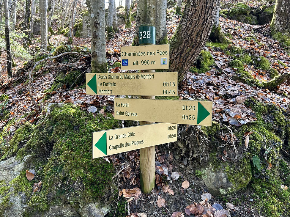 Trail Marker at the Cheminee des Fees