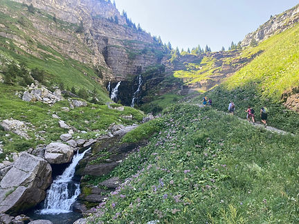 Small waterfalls on the way to the Cascade de Sales