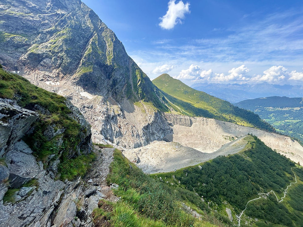 View over the moraine of the Glacier de Bionnassay