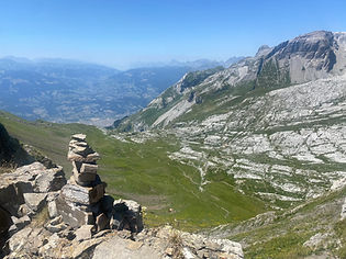 Col de la Portette looking westwards towards the Chalets de Plate