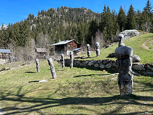 Wooden Totems near Tre-le-Champ
