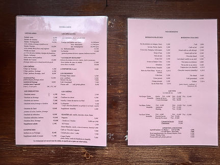 Buvette de la Cascade du Dard Menu