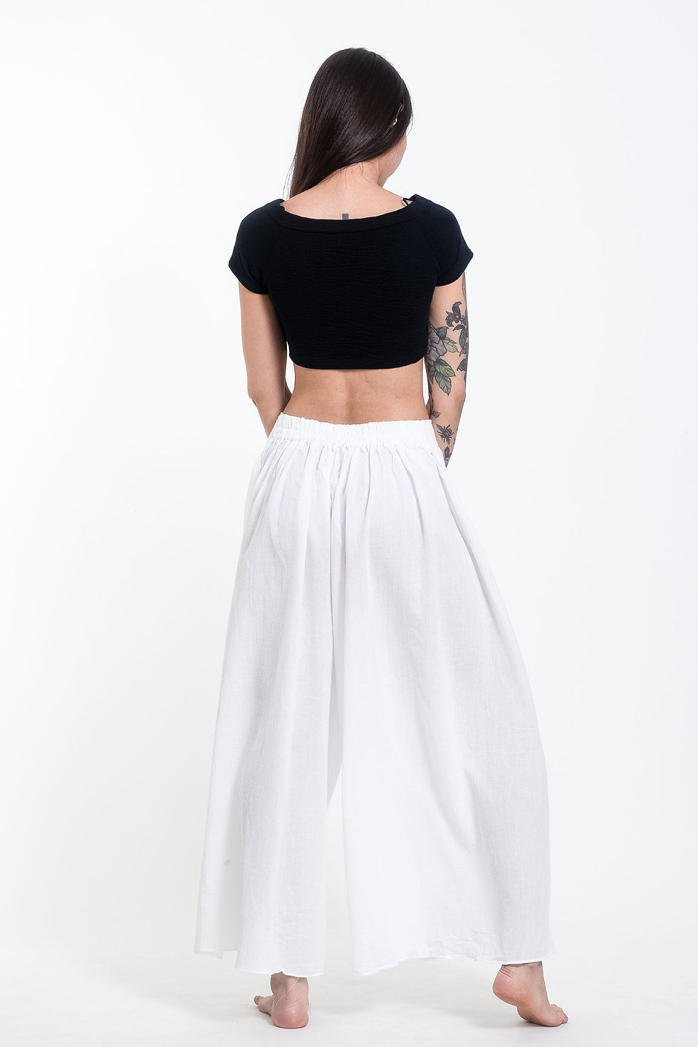 Thumbnail: Cotton Wrap Palazzo Pants - White 