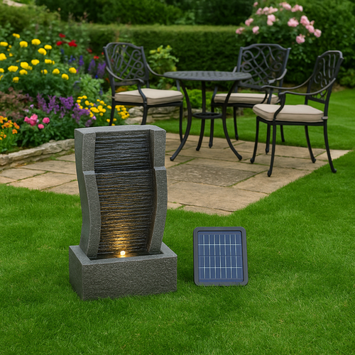 50cm Solar Water Feature with LED Lights | SOLAR GARDEN LIGHTS