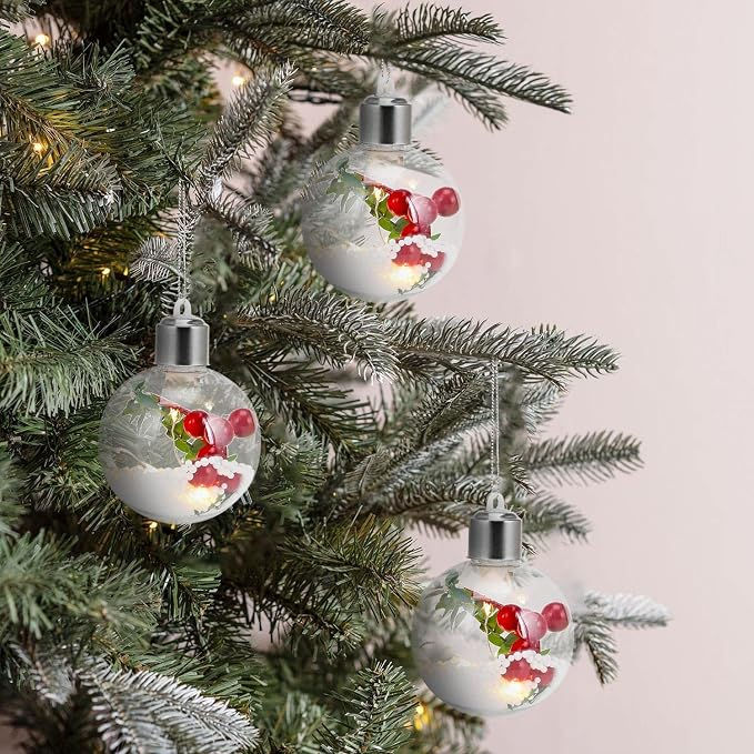 Thumbnail: 6-Pack Light Up Christmas Tree Baubles, Warm White Micro LED Lights