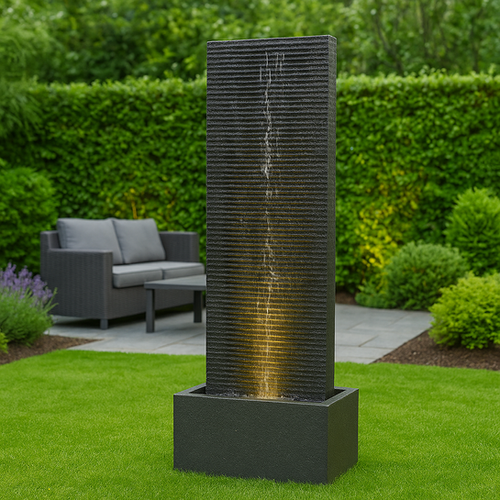 Large Modern Solar Water Feature With LED Lights 98cm Tall SOLAR Large Modern Solar Water Feature With LED Lights 98cm Tall SOLAR