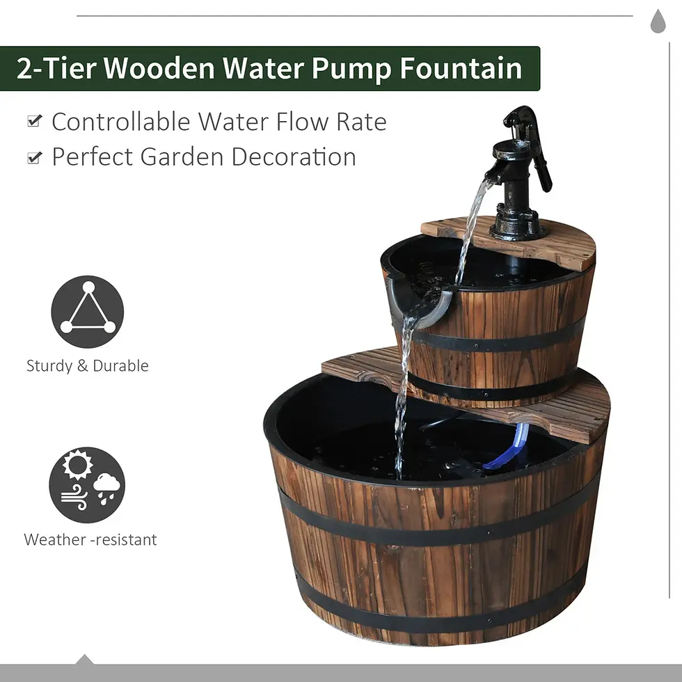 Thumbnail: Solar Powered Wooden Barrel Water Feature