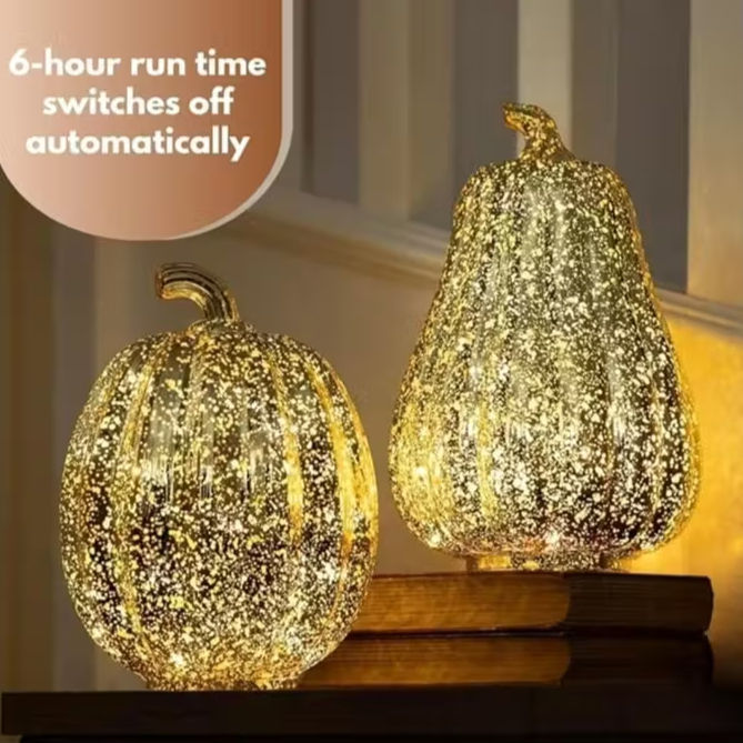 Thumbnail: Set of Two Large Light up Pumpkins with Timer