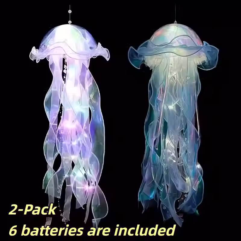 Thumbnail: 2 Pack Hanging LED Jellyfish Lights – Battery Operated