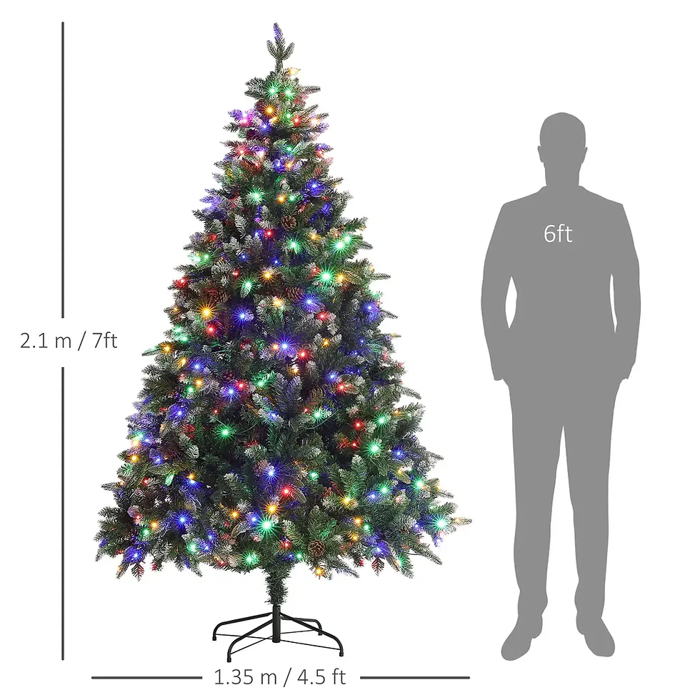 Thumbnail: 7ft Pre-Lit Christmas Tree with Remote-controlled Dual-colour Lights