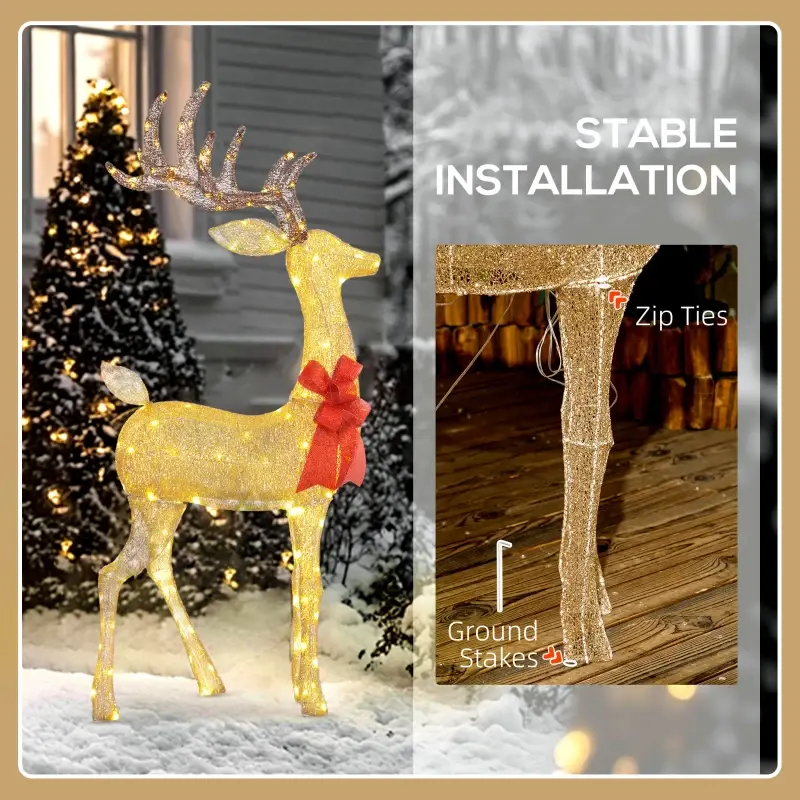 Thumbnail: 135 cm Light Up Christmas Reindeer Decoration for Outdoor & Indoor