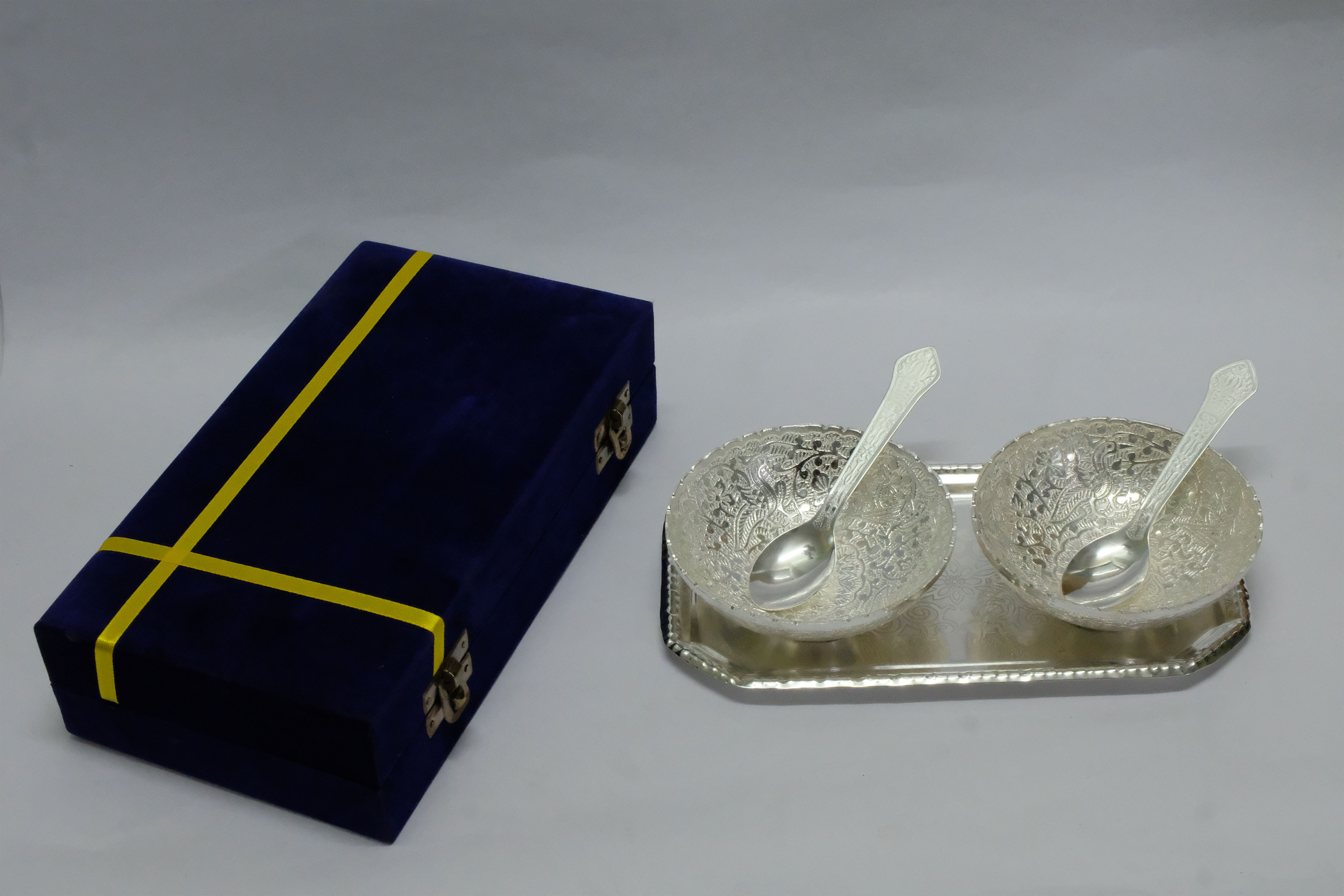 Silver Plated Peacock EmboseDesign TWOBOWLSET (4” Diameter)