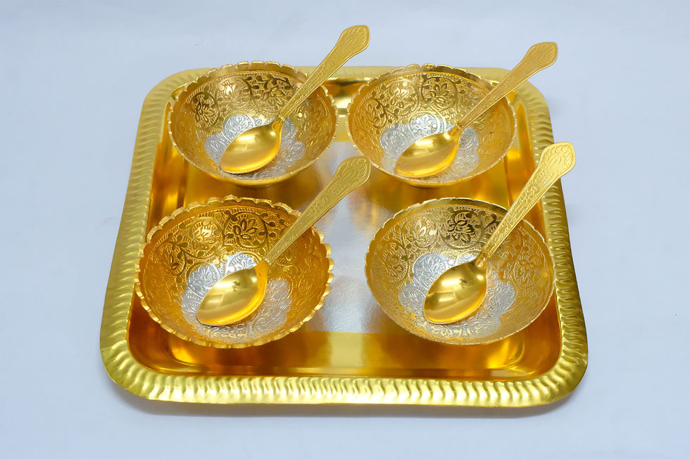 Thumbnail: Silver & Gold Plated Design FOURBOWLSET (3.5” Diameter)