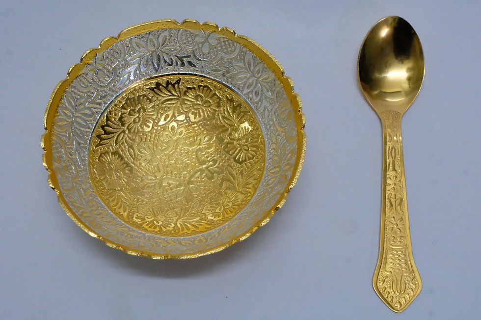 Thumbnail: Silver & Gold Plated Traditional Design ONEBOWLSET (3.5” Diameter)