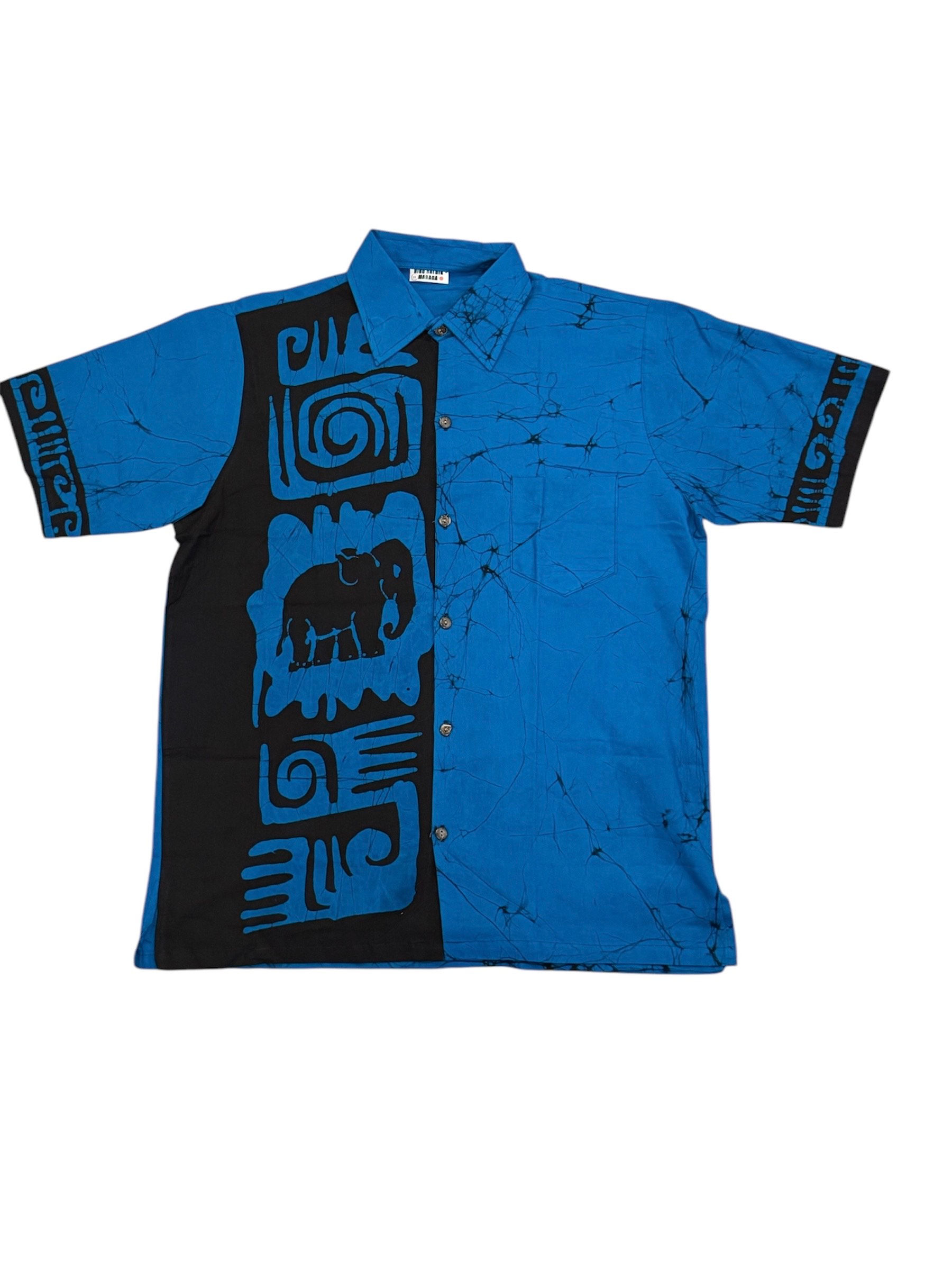 Blue Men's Batik Set (Shirt & Sarong)
