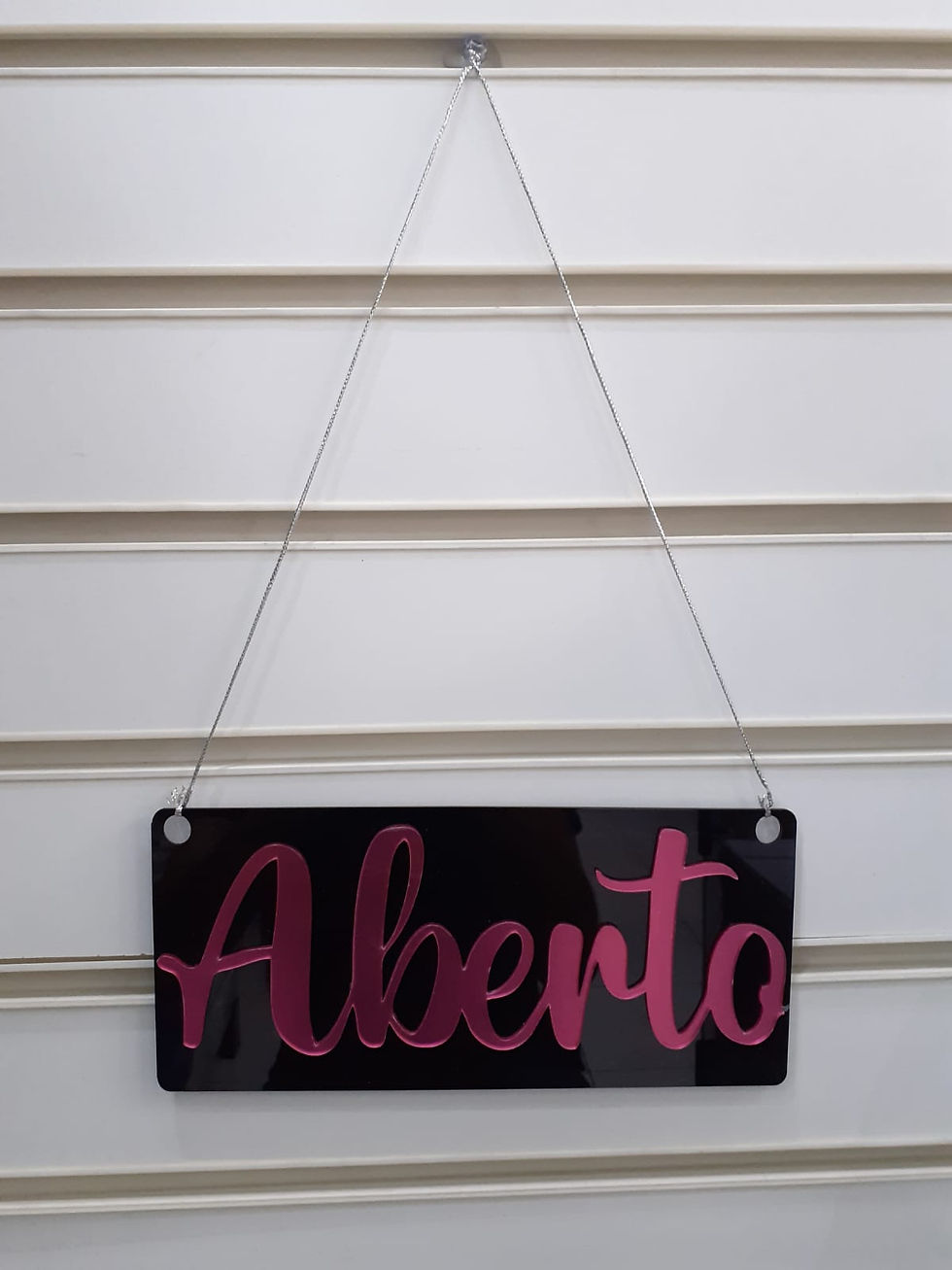 Miniatura: Placa Acrílica Aviso Aberto/ Volto Logo Ventosa Porta Loja