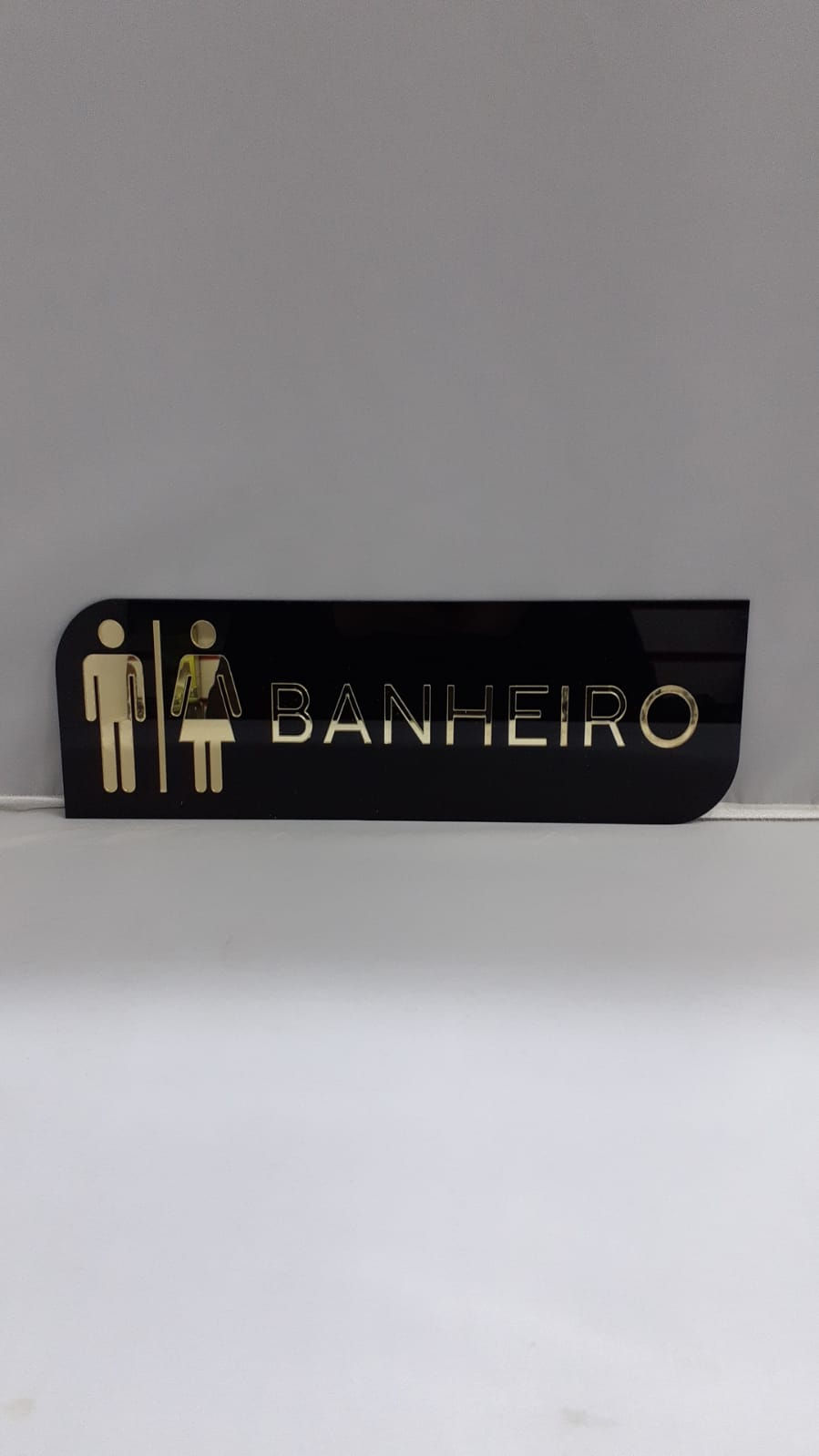 Placa de Sinalização para Banheiro em Acrílico Espelhado