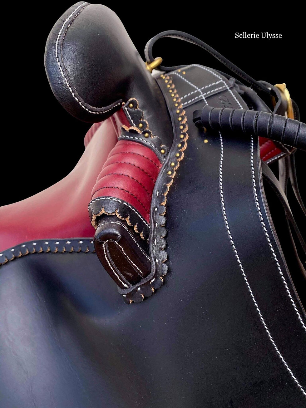 Miniature : Selle Camargue Demie Noire & Bordeaux "Pommeau Cannelé"