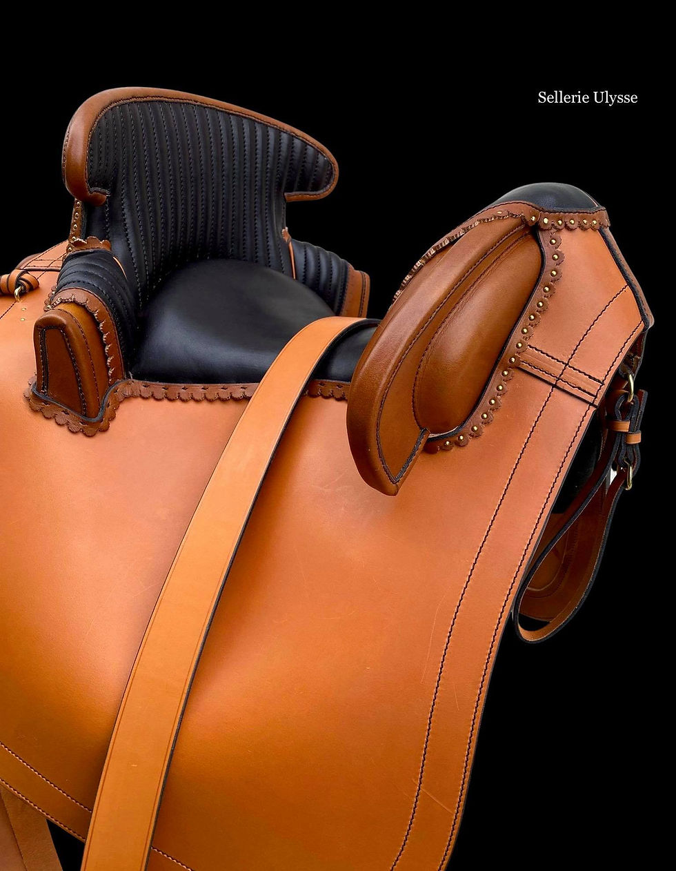 Miniature : Selle Camargue Traditionnelle Fauve & noire "Pommeau Lisse"