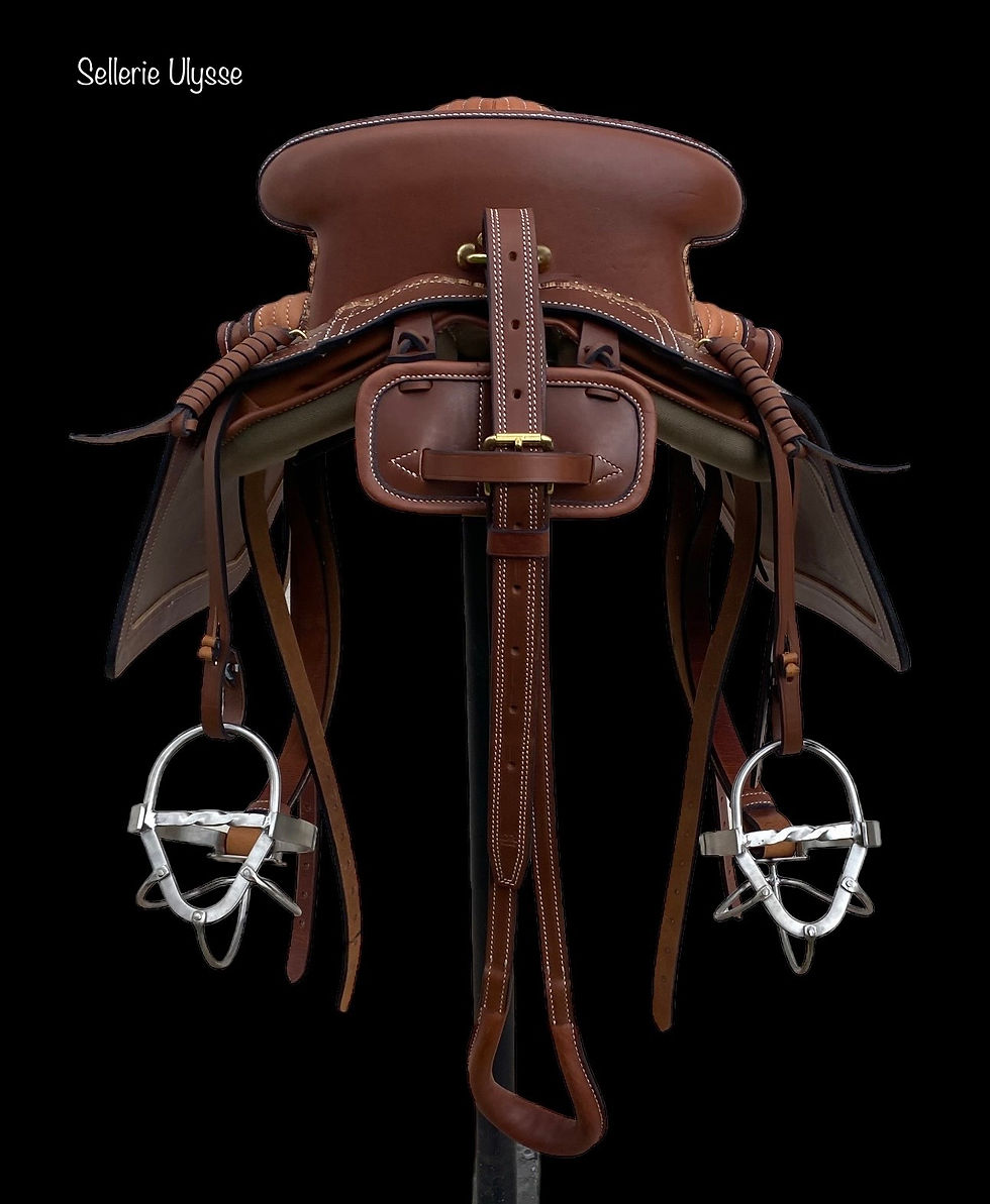 Miniature : Selle Camargue Demie Noisette & Fauve "Pommeau Cannelé"