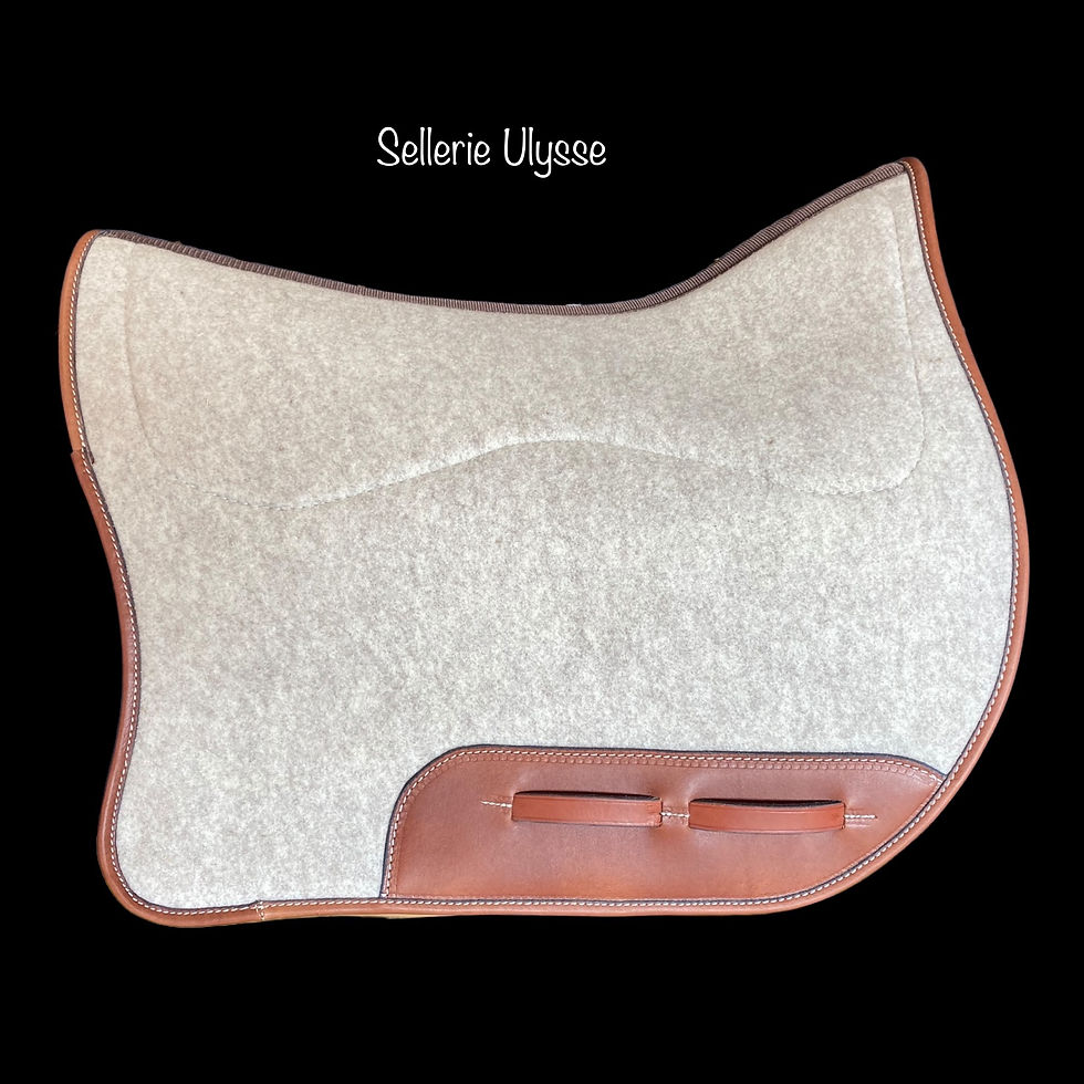 Miniature : Tapis Demie en Feutre Ecru & Cuir Noisette