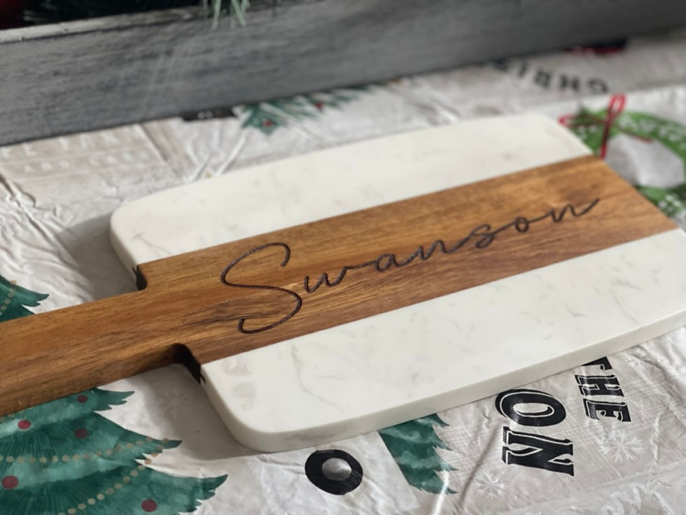 Thumbnail: Laser Engraved Marble and Wood Cheese Boards