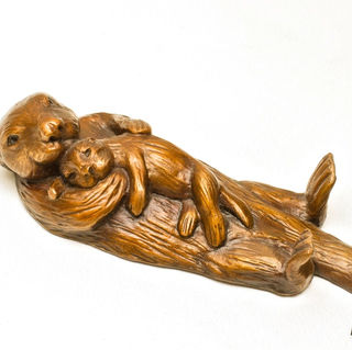 Otter with Baby - Bronze - Nathan Scott
