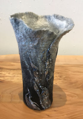 Gray & Black Vase - Felt Artist - Carolyn Watt