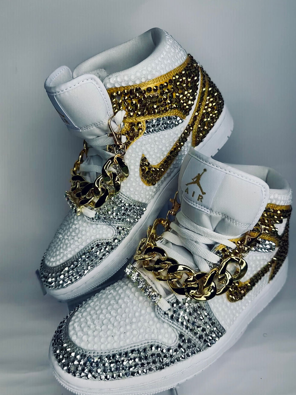 Thumbnail: Jordan 1 Mids- Gold/Silver Ombre, Full Bling