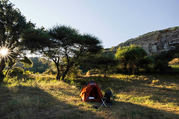 sleeping in tents next to the mvuvu river