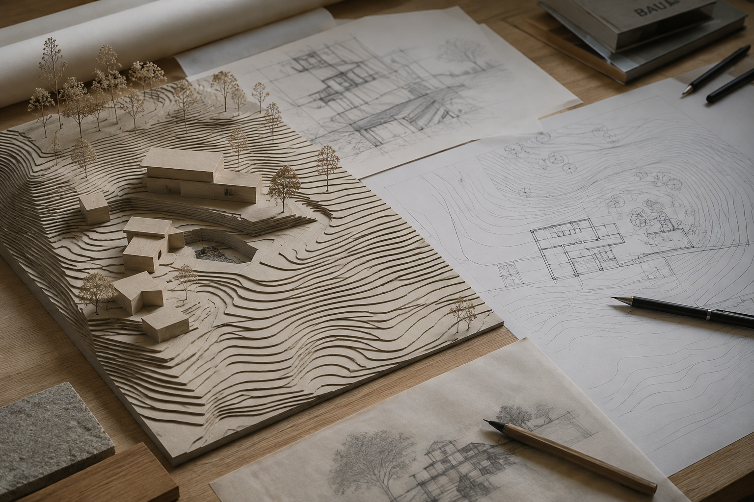 Modello topografico e disegni per la progettazione sostenibile