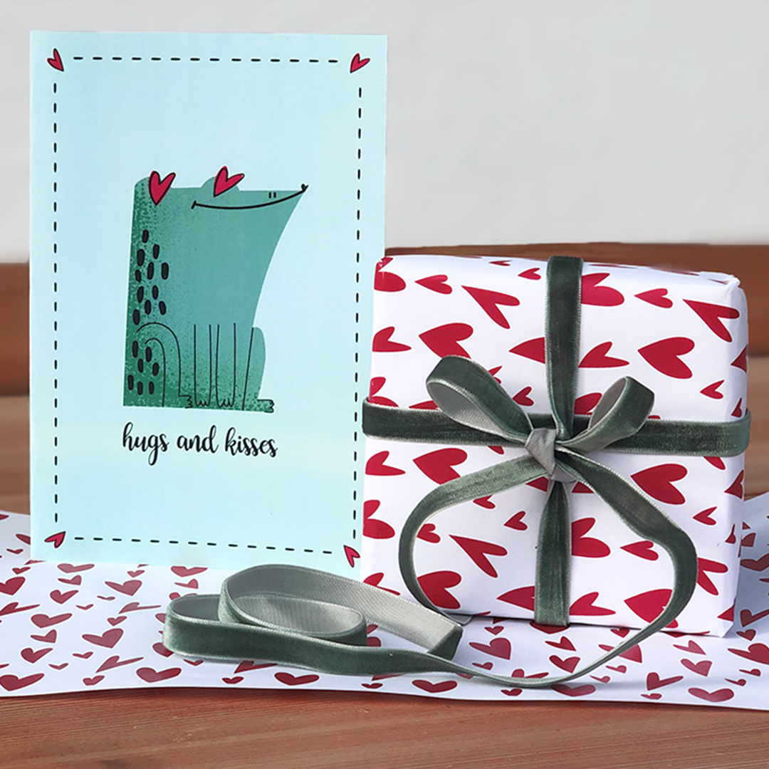 Karte "Hugs & Kisses" mit Freebie