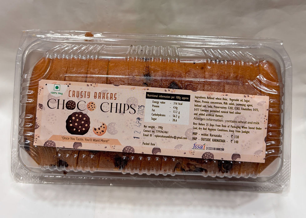 Choco Chips Cake - 100% Veg