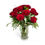 Thumbnail: Premium One Dozen Red Roses with Eucalyptus in 11" Romantic Glass Vase