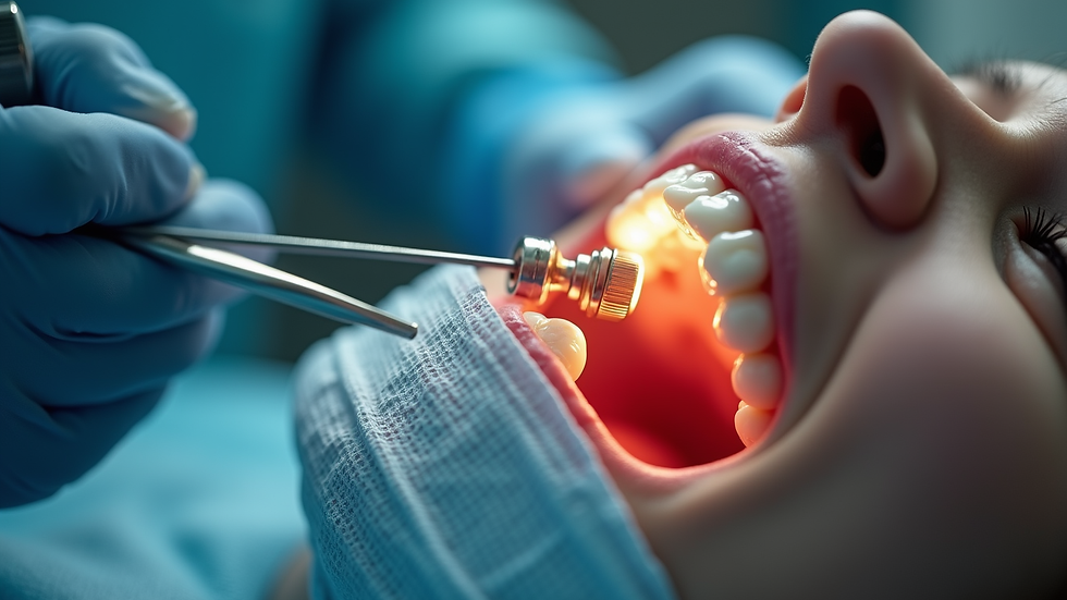 Close-up view of dental implant procedure in progress