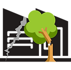 Commercial Property Damage tree falling on factory graphic
