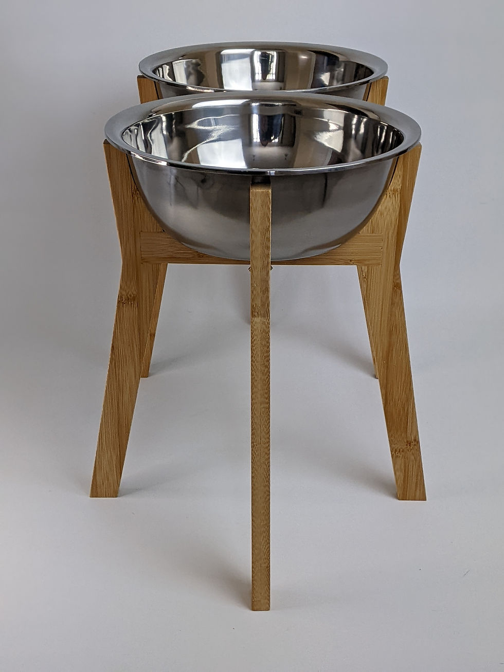 Thumbnail: Large double raised wooden feeding stand & bowls