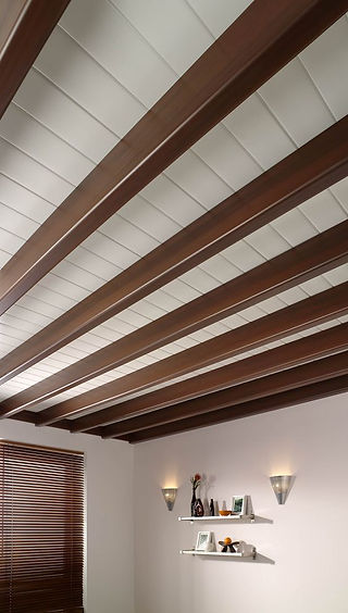Polyvinyl Chloride (PVC) with mixture of white and wooden finish look