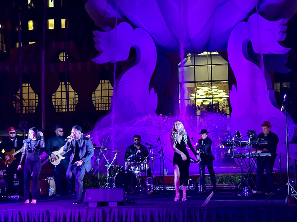 Beautiful Outdoor Event at Disney Swan and Dolphin with Paradigm Party Band wedding band
