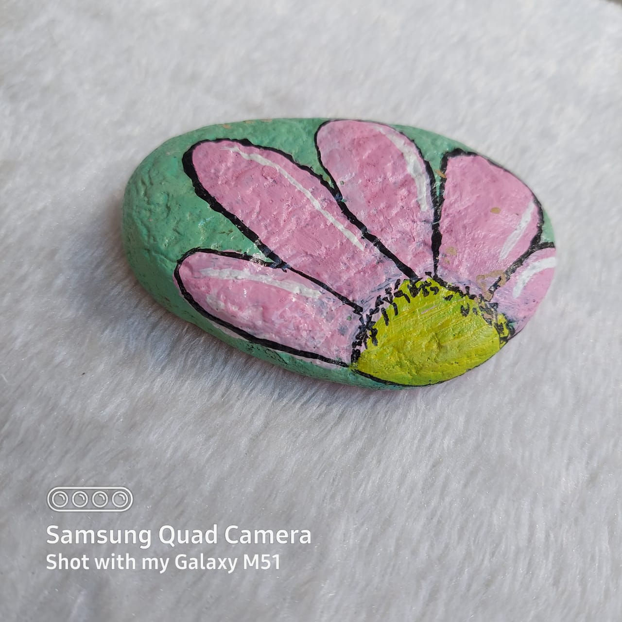 Floral - voilet painted pebble
