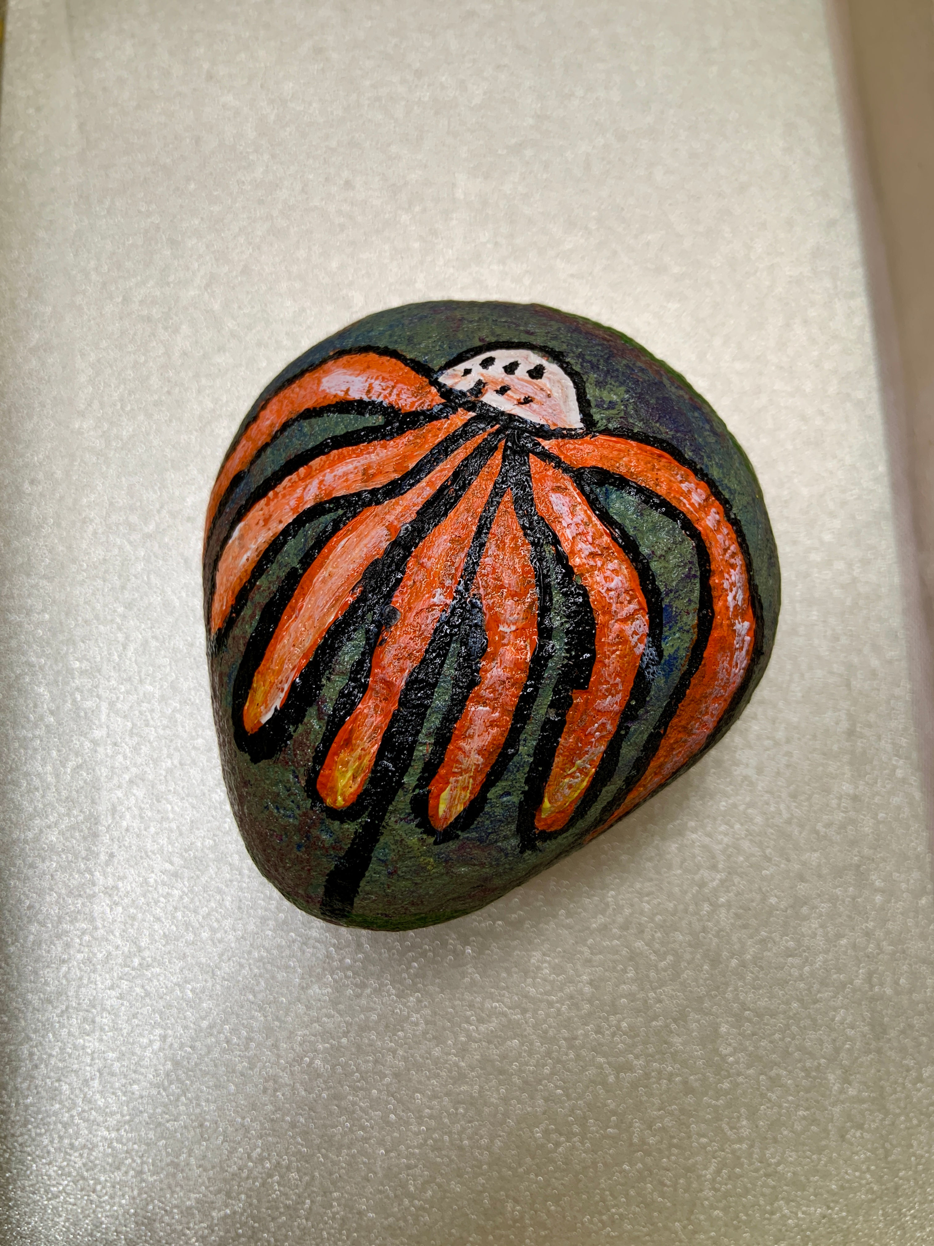 Hand painted natural pebble and fridge magnet