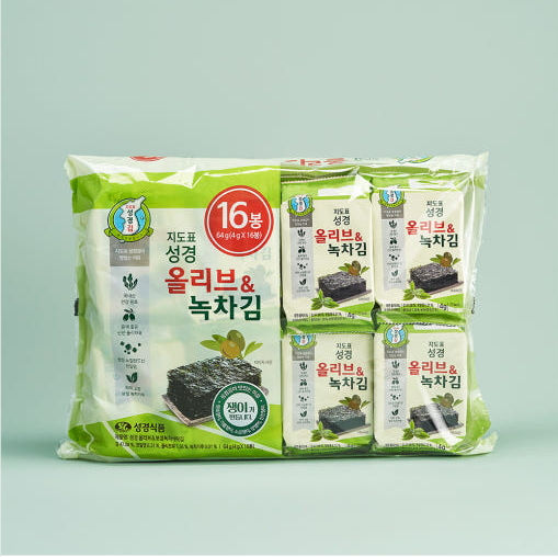 ภาพขนาดย่อ: sung gyungสาหร่าย ผสมน้ำมันมะกอกและผงชาเขียว สาหร่าย 32 ซอง