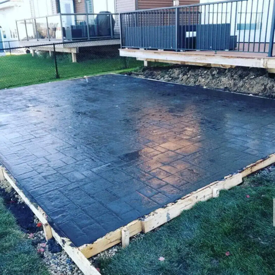 Stamped concrete patio completed by Athens Concrete