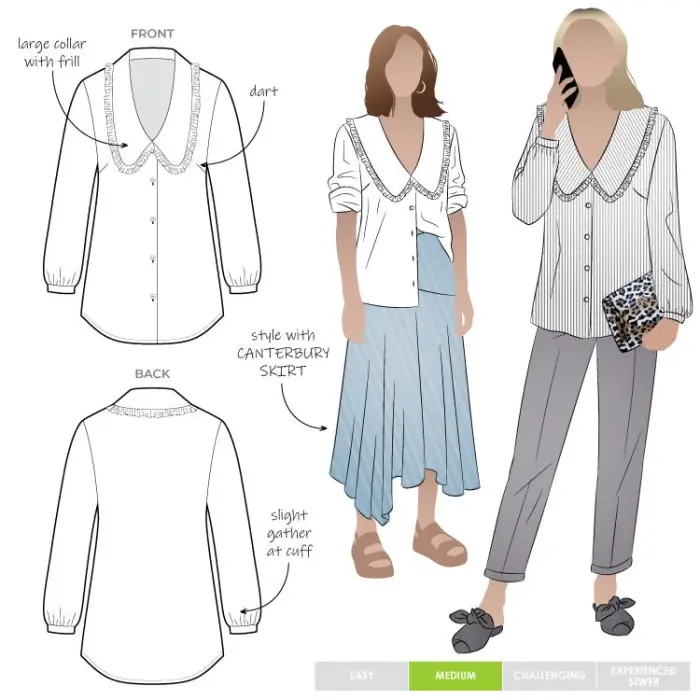 Kennie Woven Shirt Pattern Size 4 - 16 By Style Arc
