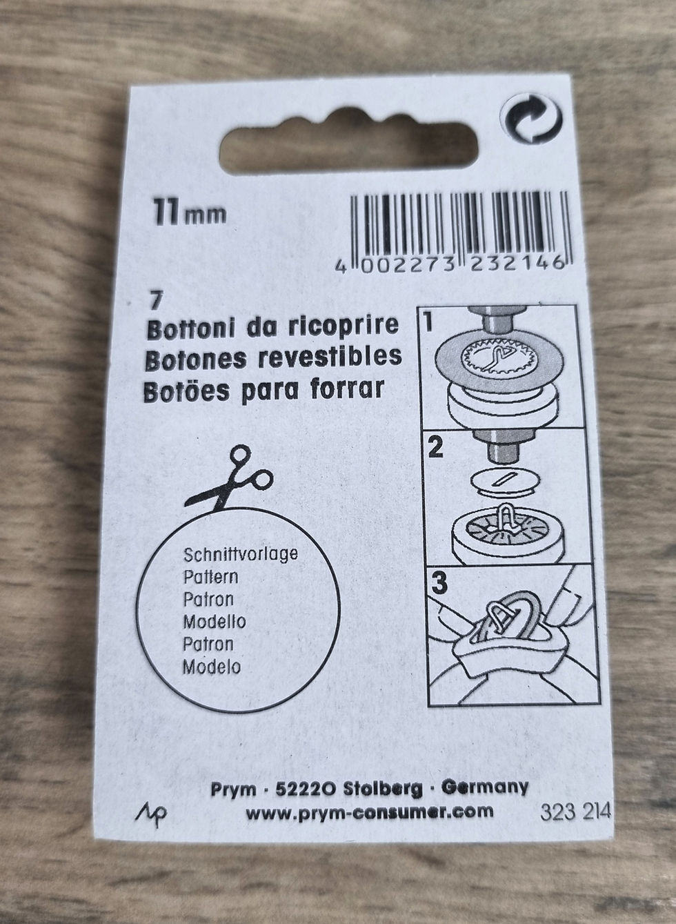 Thumbnail: Prym Cover Buttons - 11mm Silver colour