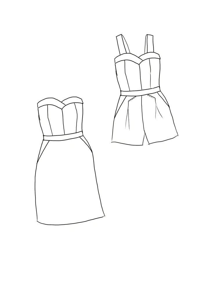 Thumbnail: Kika combi-shorts or bustier dress Sewing Pattern by Maison Fauve