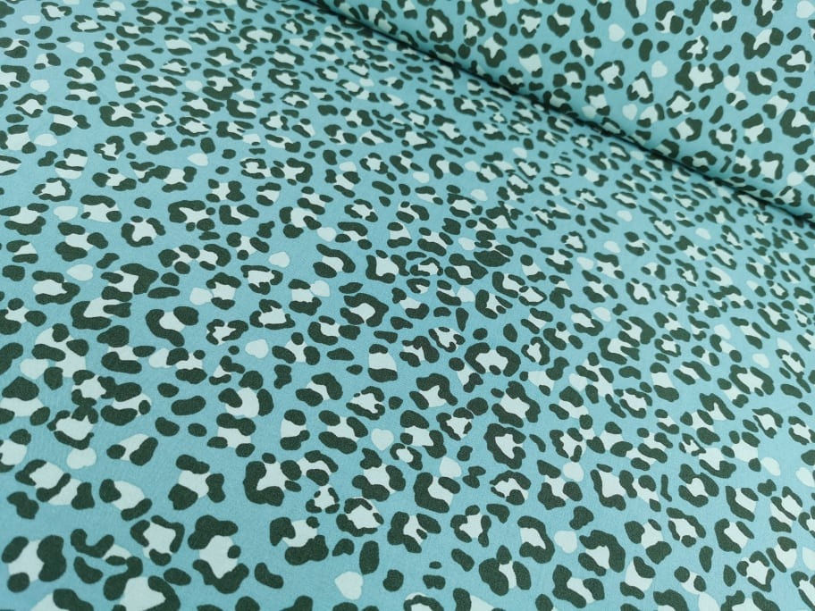 Thumbnail: Green Animal Print Rayon Fabric