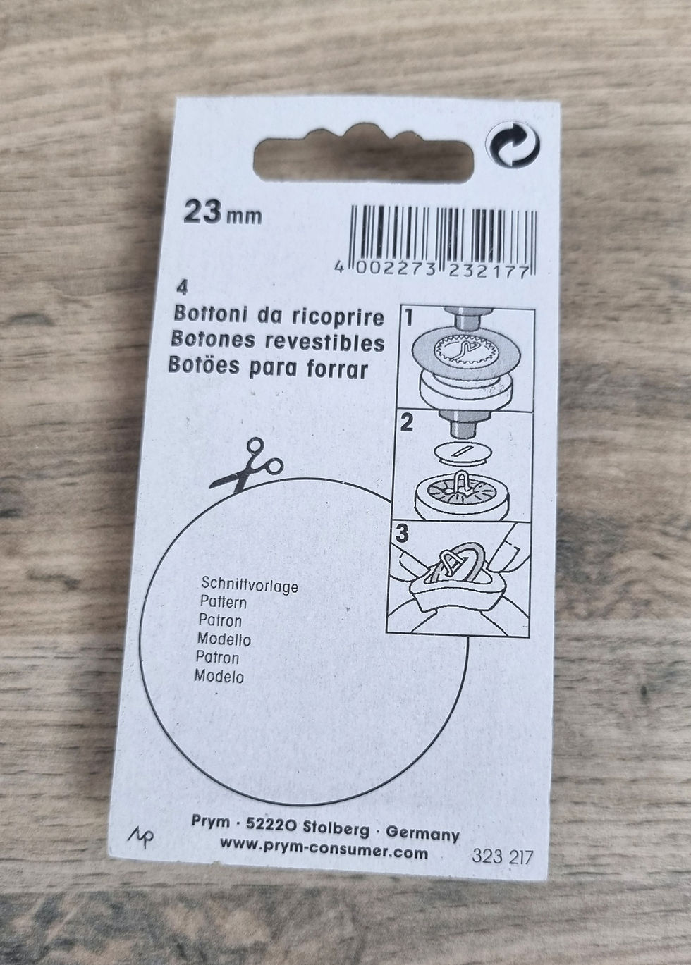 Thumbnail: Prym Cover Buttons - 23mm Silver colour
