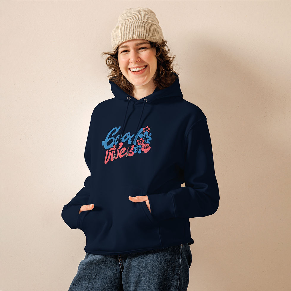Miniatura: Sudadera unisex con capucha ecológica - Good Vibes